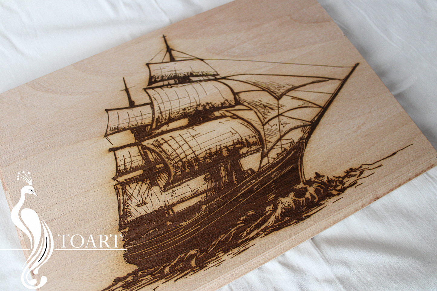 Engraved sailboat