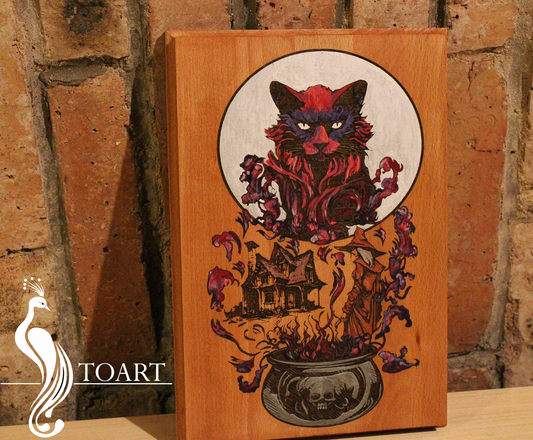 Engraved cat purple/pink